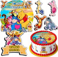 ZESTAW OPŁATEK NA TORT 20CM + 17 POSTACI - KUBUŚ PUCHATEK + IMIĘ 15CM 18CM