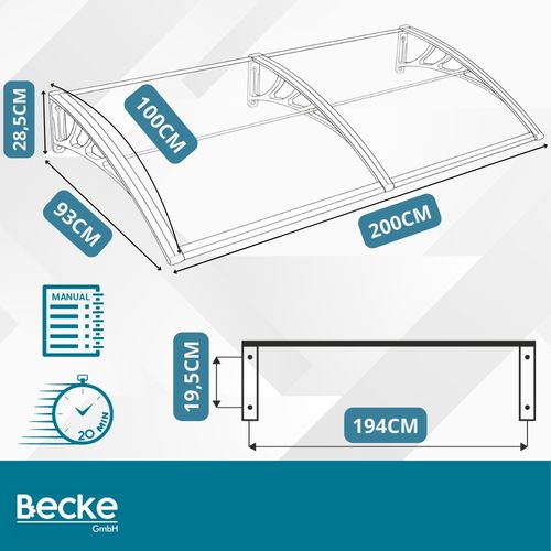 Daszek nad dzrwi wejściowe zadaszenie na balkon okno klimę brązowy 200x100 na Arena.pl