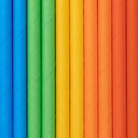 Słomki papierowe kolorowe tęczowe, 10 szt.