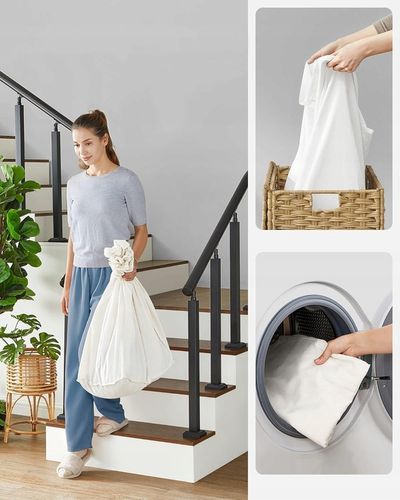 Kosz NA PRANIE pojemnik RATTAN naturalny NA KÓŁKACH 3 PRZEGRÓDKI 140L na Arena.pl