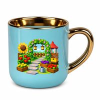 Grow a garden - elegancki kubek na prezent Niebieski OGRÓD DZIAŁKA KWIATY