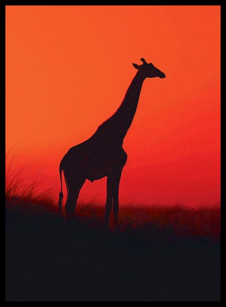 Plakat 40x55cm Żyrafa w Czerni zdjęcie 2