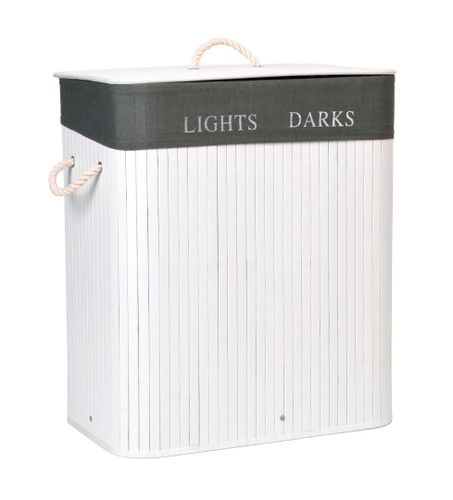 Kosz bambusowy pojemnik na pranie 2 komory biało-szary na Arena.pl