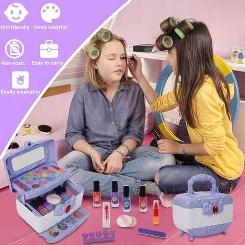 KUFER KOSMETYKÓW DO MAKIJAŻU I PAZNOKCI CIENIE,ZESTAW DLA MAŁEJ KSIĘŻNICZKI na Arena.pl