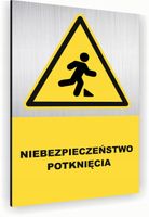 Tabliczka znak informacyjny 20x15 Srebrna NIEBEZPIECZEŃSTWO POTKIĘCIA
