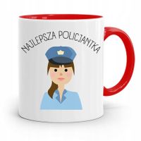 Kubek Czerwony Prezent Dla Najlepszej Policjantki Z Nadrukiem Ze Zdjęciem