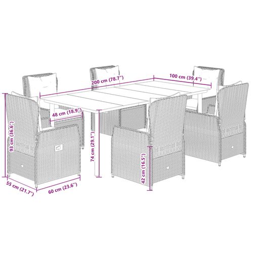 7-cz. zestaw mebli ogrodowych, z poduszkami, brązowy, rattan PE na Arena.pl