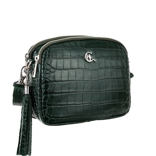 Mała i klasyczna torebka Canaletto ze skóry o wzorze krokodyla i ozdobnym frędzlem TD835s114 na Arena.pl