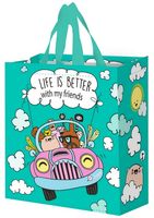 Mocna torba zakupowa laminowana Wesoły Samochodzik 14L turkusowy 30x14x33cm