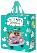 Mocna torba zakupowa laminowana Wesoły Samochodzik 14L turkusowy 30x14x33cm