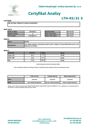 Susz konopny CBD | CBG | Silver 1 g na Arena.pl