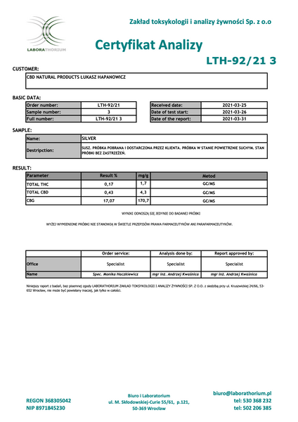 Susz konopny CBD | CBG | Silver 1 g zdjęcie 11