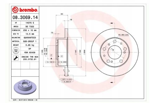 TARCZA HAM PRZOD 256X16 P BREMBO na Arena.pl