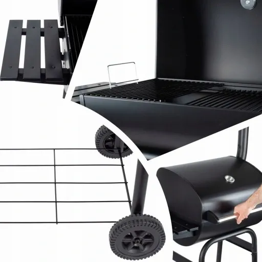 WĘGLOWY GRILL OGRODOWY pokrywa TERMOMETR kółka zdjęcie 6