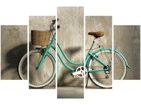 OBRAZ ROWER RETRO ZIELONY KLASYK KOSZYKIEM