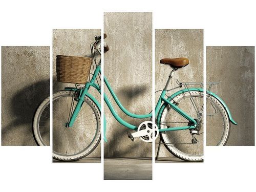 OBRAZ ROWER RETRO ZIELONY KLASYK KOSZYKIEM na Arena.pl