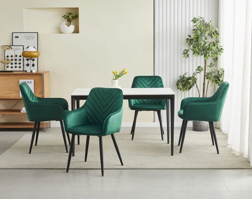 Krzesło NANA - ciemna zieleń aksamit / nogi czarne x 2 na Arena.pl
