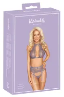 kissable lavender set l/xl - koronkowy komplet z pasem do pończoch