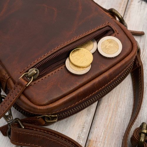 saszetka męska skórzana na ramię brązowa mała funkcjonalna na Arena.pl