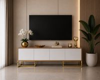 Biało-złota komoda / szafka rtv Chicago Anew Glamour Premium XXL 150x35x65