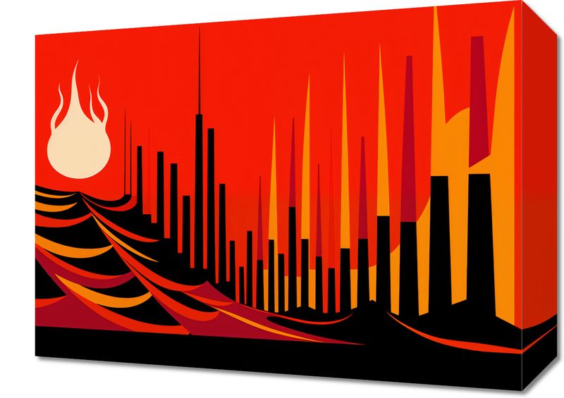Obraz 40x30cm Miejski Krwisty Ogień zdjęcie 1