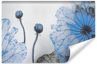 Fototapeta Do Salonu NIEBIESKIE Liście Kwiaty Abstrakcja 300cm x 210cm
