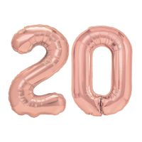 Balony foliowe liczba 20 różowe złoto, 100 cm