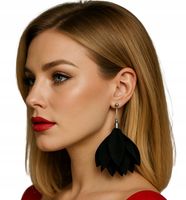 Kolczyki długie jedwabne kwiaty Blossom CZARNE