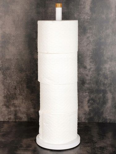 Stojak na papier toaletowy zapasowy do WC na 4 rolki biały bambus Yoka na Arena.pl