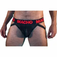 macho mx26x2 jockstrap czarno-czerwony s elastyczny połprzezroczysty
