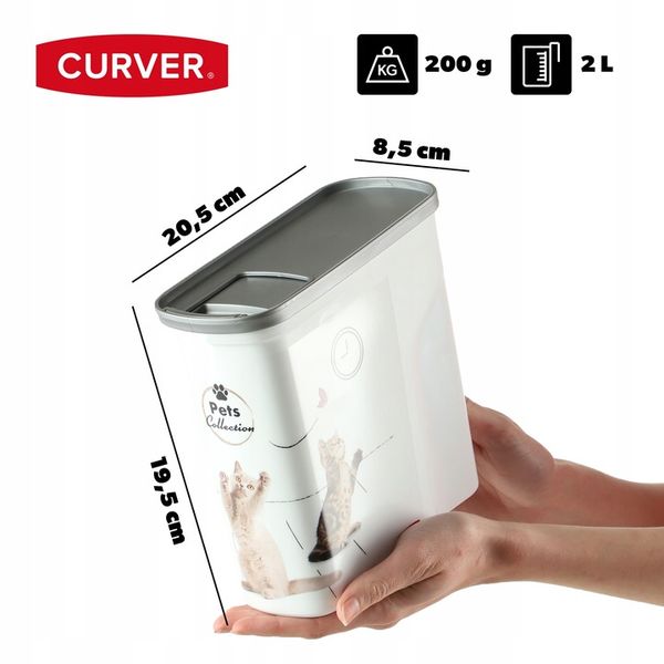 CURVER POJEMNIK NA KARMĘ DLA KOTA SUCHĄ ŻWIREK DO PRZECHOWYWANIA 2L zdjęcie 6