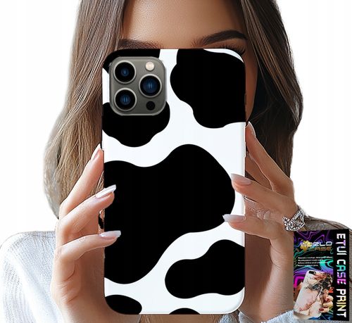ETUI DO IPHONE 13 PRO MAX - CZARNO - BIAŁE ŁATY KROWA, MODNE WZORY na Arena.pl