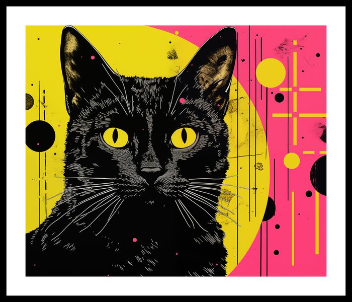 Plakat 60x50cm Neonowy Kocur zdjęcie 3
