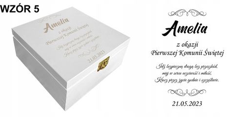 Prezent pudełko komunia białe grawer pamiątka imię Pamiątka Komunijna na Arena.pl