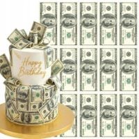 BANKNOTY DOLARY USD WAFLOWE OZDOBA NA TORT PIENIĄDZE KASA USA DEKORACJA
