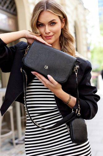 listonoszka damska ze skóry ekologicznej z dodatkową portmonetką - rovicky na Arena.pl