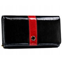 PETERSON portfel damski skórzany elegancki lakierowany P194 czarny