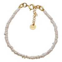 Bransoletka - Perły białe i srebro złocone