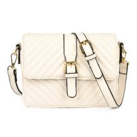 Kremowa Damska listonoszka torebka jodełka pozioma Z26