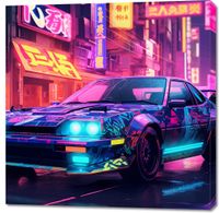 Obraz 100x100cm Nocny Rajd w Neo-Tokio