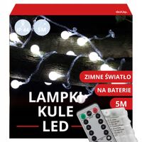 lampki choinkowe led 5m białe kulki 51lampek girlanda świąteczna na choinkę