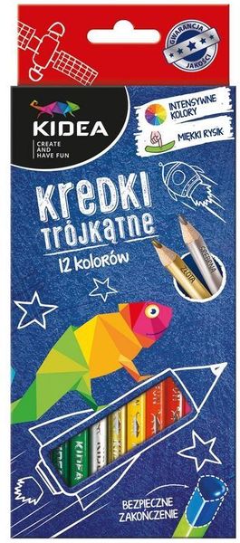 KREDKI OŁÓWKOWE TRÓJKĄTNE 12KOL KIDEA zdjęcie 1