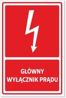 Naklejka GŁÓWNY WYŁĄCZNIK PRĄDU 10x15 cm