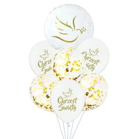 Zestaw balonów na Chrzest Święty złoty gołąbek