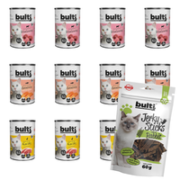 BULTI mokra karma dla psa Wołowina Kaczka Łosoś 12x400g + Jerky Królik