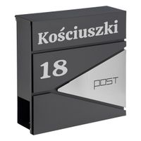 Skrzynka pocztowa na listy Boris antracyt z napisami