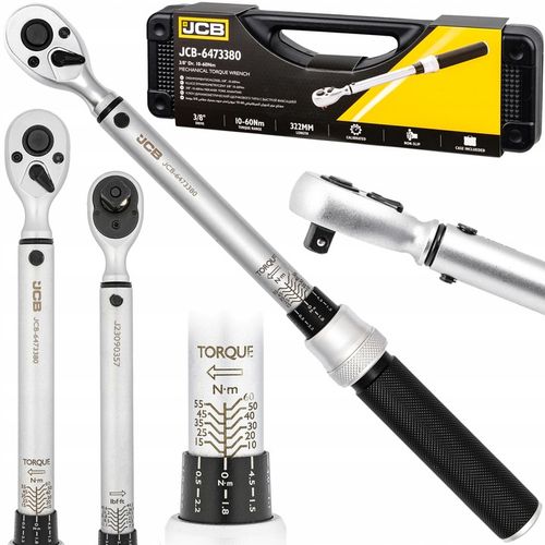 KLUCZ DYNAMOMETRYCZNY Z BLOKADĄ CERTYFIKAT KALIBRACJI ETUI 10-60Nm 3/8" JCB na Arena.pl