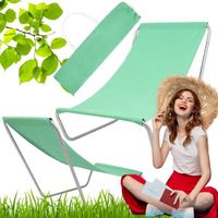 LEŻAK STALOWY OGRODOWY PLAŻOWY SKŁADANY ZIELONY TKANINA  LEKKI + TORBA