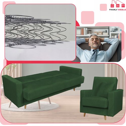 Zestaw mebli wypoczynkowy Rene wersalka kanapa fotele Bonell Family Meble na Arena.pl