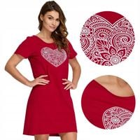 KOSZULA NOCNA DAMSKA KOSZULKA BAWEŁNIANA BORDOWA CZERWONA SENIZO 4XL